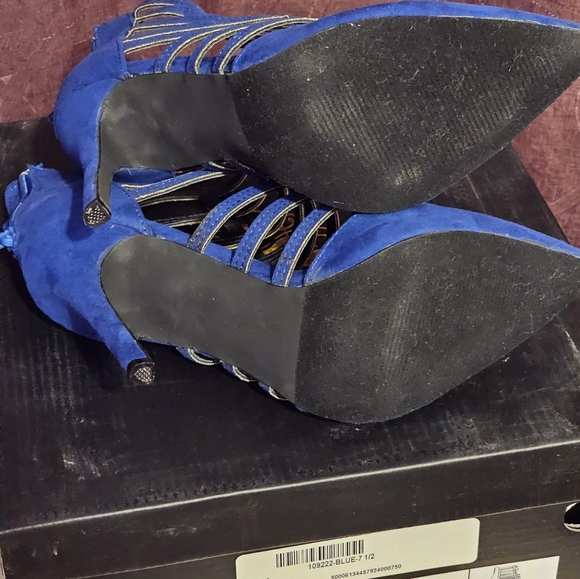 MISS L BY LILIANA HEELS BLUE SIZE 71/2 PRE-OWNED - Picture 5 of 11